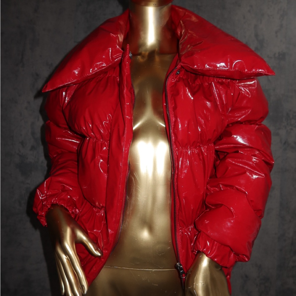 Fashion Nova Shiny Red Puffer Jacket